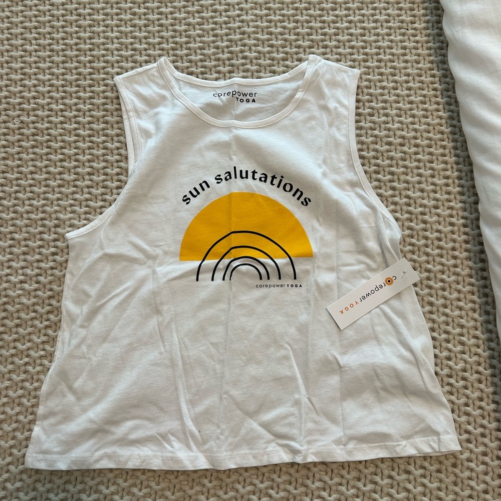 CorePower Yoga White Cropped Tank Top